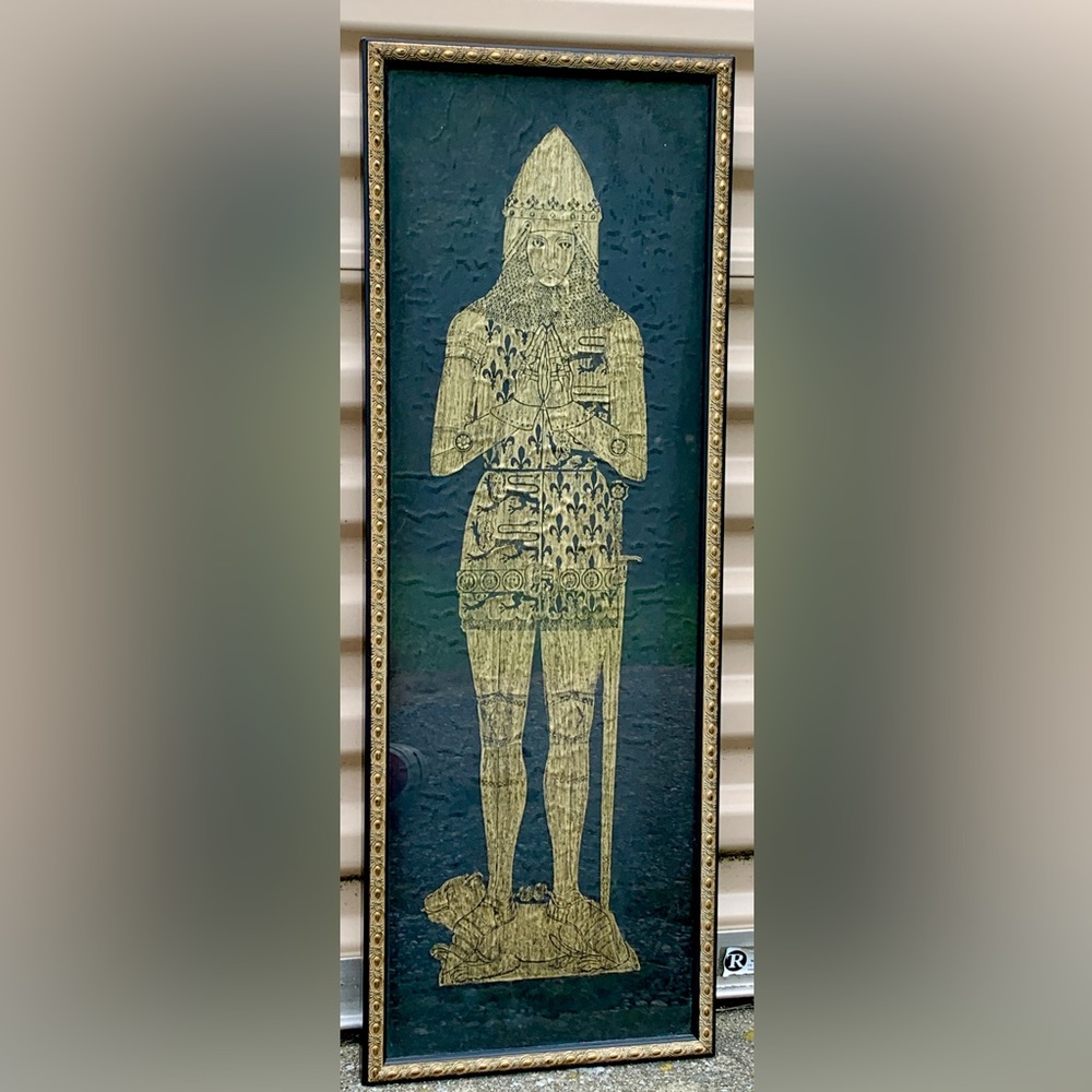 1987 Vintage Handmade Salisbury Cathedral Framed 28" x 10" Brass Rubbing